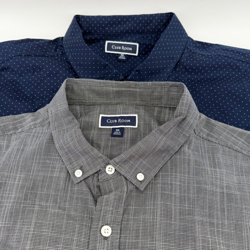 Club Room Button Down Shirts Mens 3XL Blue Gray Granada Sky Amherst Lot of 2 NEW